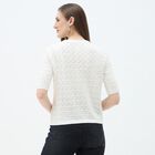 Women's Off-White Cotton Round Neck Casual Top, ऑफ व्हाइट, small