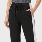 Women's Charcoal Straight Fit Side-Striped Track Pants, Charcoal, small