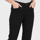 Women's Black Straight Fit Solid Jeans, Black, small