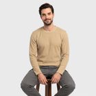 Men's Beige Crew Neck Regular T-Shirt, Beige, small