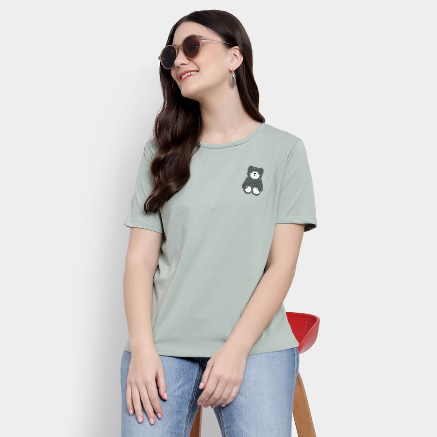 Round Neck T-Shirt, हल्का हरा, large image number null