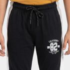 Boys' Black Jogger Fit Graphic Printed Pyjama, काला, small
