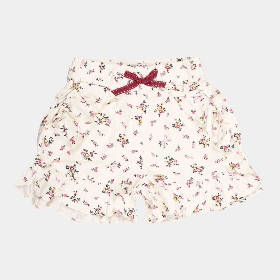 Girls Printed Shorts, Off White, large image number null