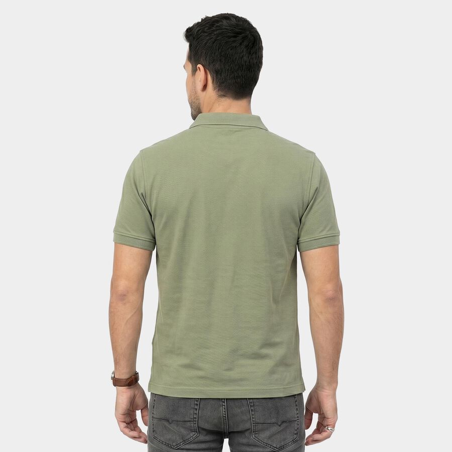 Men's Green Cotton Polo Neck Polo T-Shirt, Light Green, large