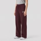 Women's Wine Relaxed Fit Pintuck Wide Leg Track Pants, वाइन, small