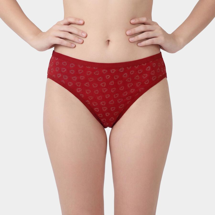 Women's Red Regular Fit Cotton Panty, Red, large
