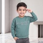 Boys' Dark Green Crew Neck Pullover Sweatshirt, Dark Green, small