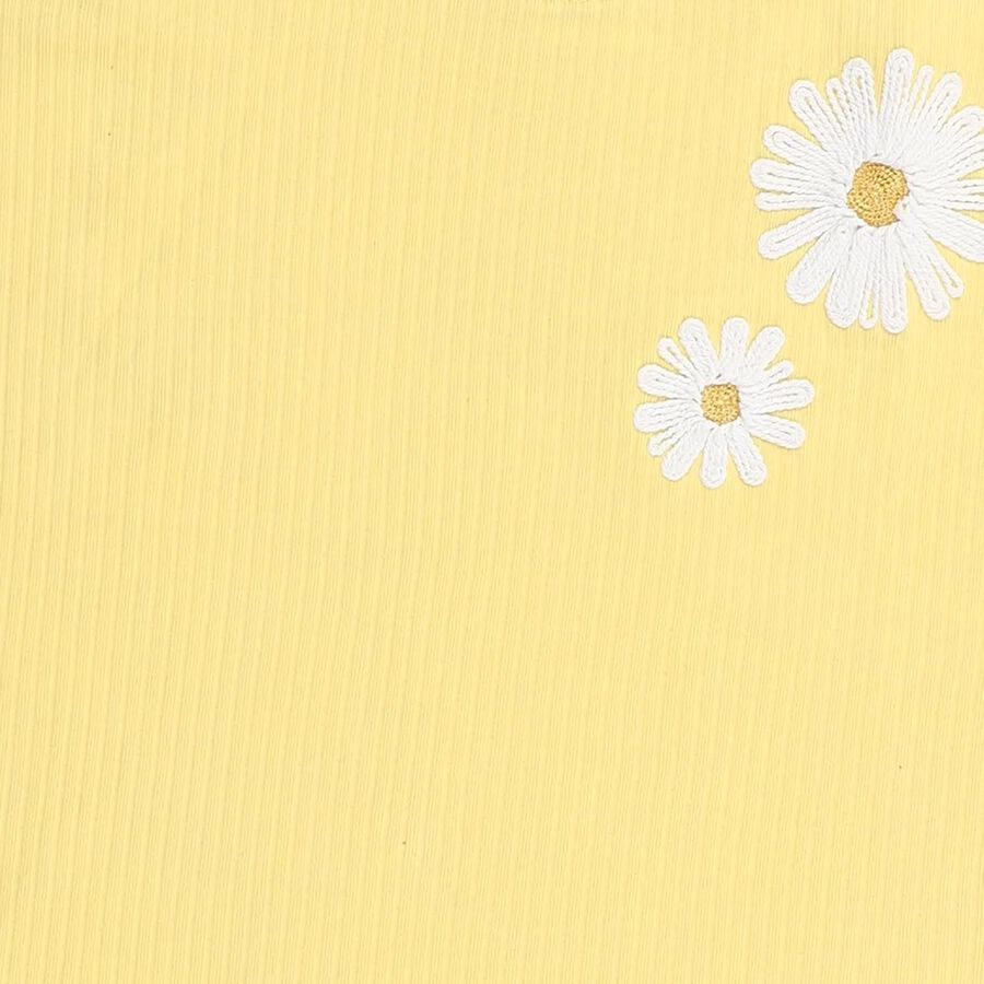 Girls Light Yellow Cotton Round Neck Casual T-Shirt, Yellow, large image number null