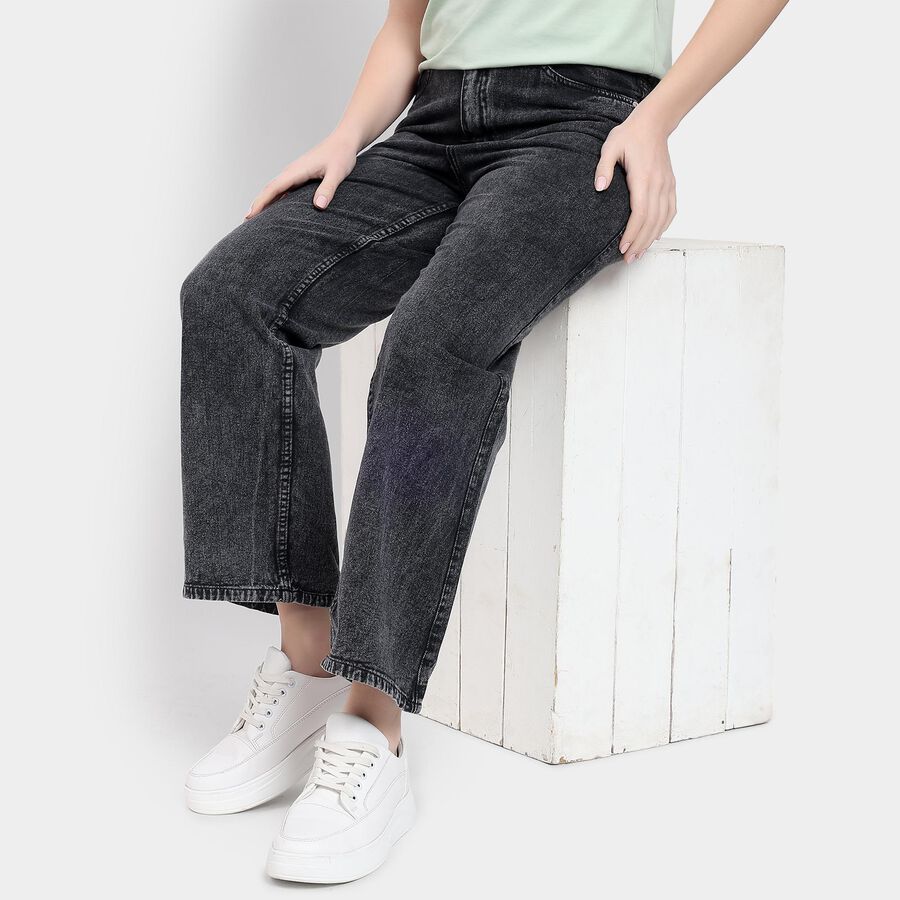 Ladies' 100% Cotton Jeans , Black, large image number null