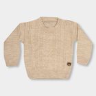 Infants Soft Beige Crew Neck Casual Pullover, गहरा पीला, small image number null