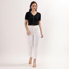 Women's Jet Black V-Neck Casual Crop Top, Black, small image number null