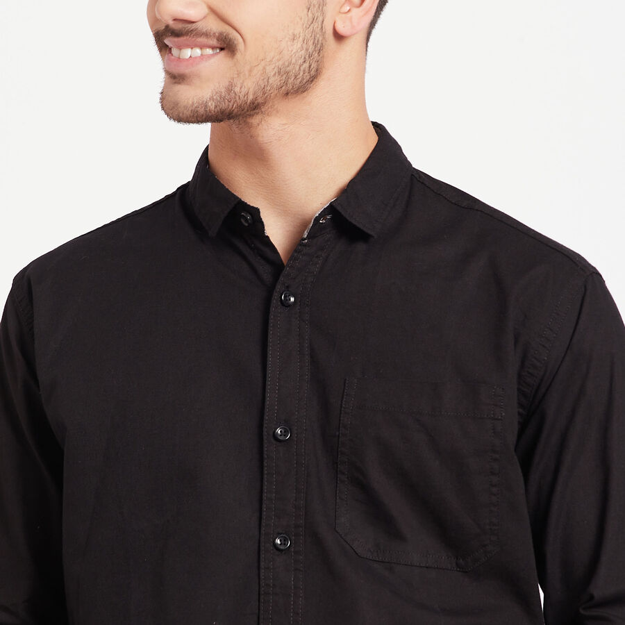 Cotton Solid Casual Shirt, काला, large image number null