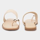 Women's Light Beige Slip-On Flat Sandals, पीच, small