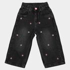 Girls' Black Wide Leg Star Printed Jeans, Black, small