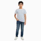 Boys Pale Powder Blue Crew Neck Casual T-Shirt, Light Blue, small