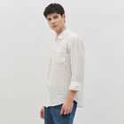 Men's White Cotton Full Sleeve Classic Collar Casual Shirt, White, small