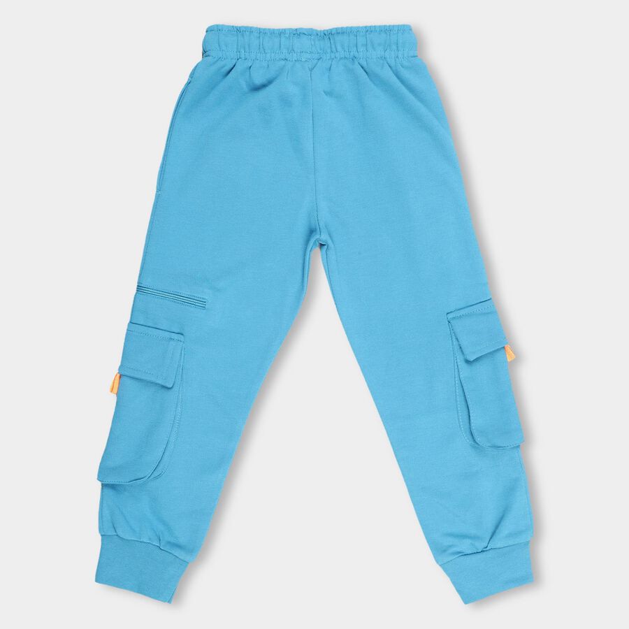 Boys Bright Sky Blue Cotton Blend Cargo Pyjama, टील ब्लू, large image number null