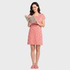 Women's Pink Round Neck T-Shirt Style Nighty, Pink, small