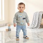 Infants' Light Blue Crew Neck Graphic Print Sweatshirt, Light Blue, small