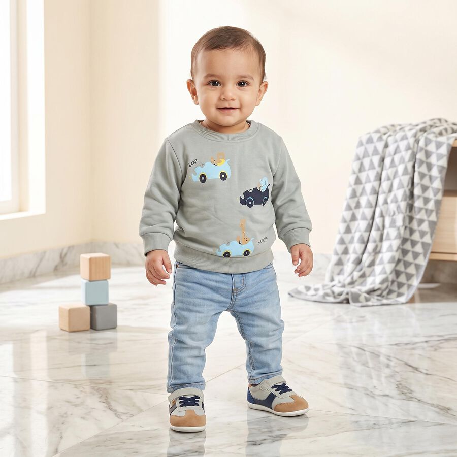 Infants' Light Blue Crew Neck Graphic Print Sweatshirt, Light Blue, large