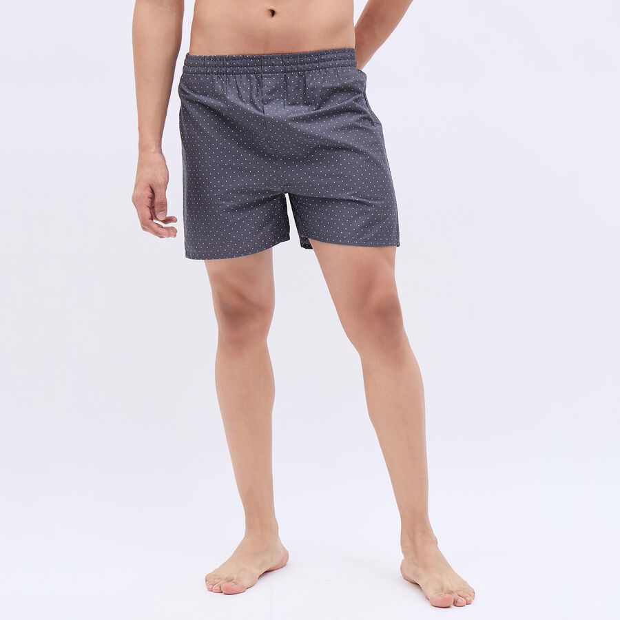 Men's 100% Cotton Boxers, गहरा ग्रे, large image number null