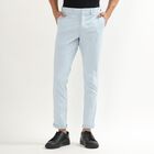 Men's Slim Fit Cross Pocket Casual Trousers, हल्का नीला, small