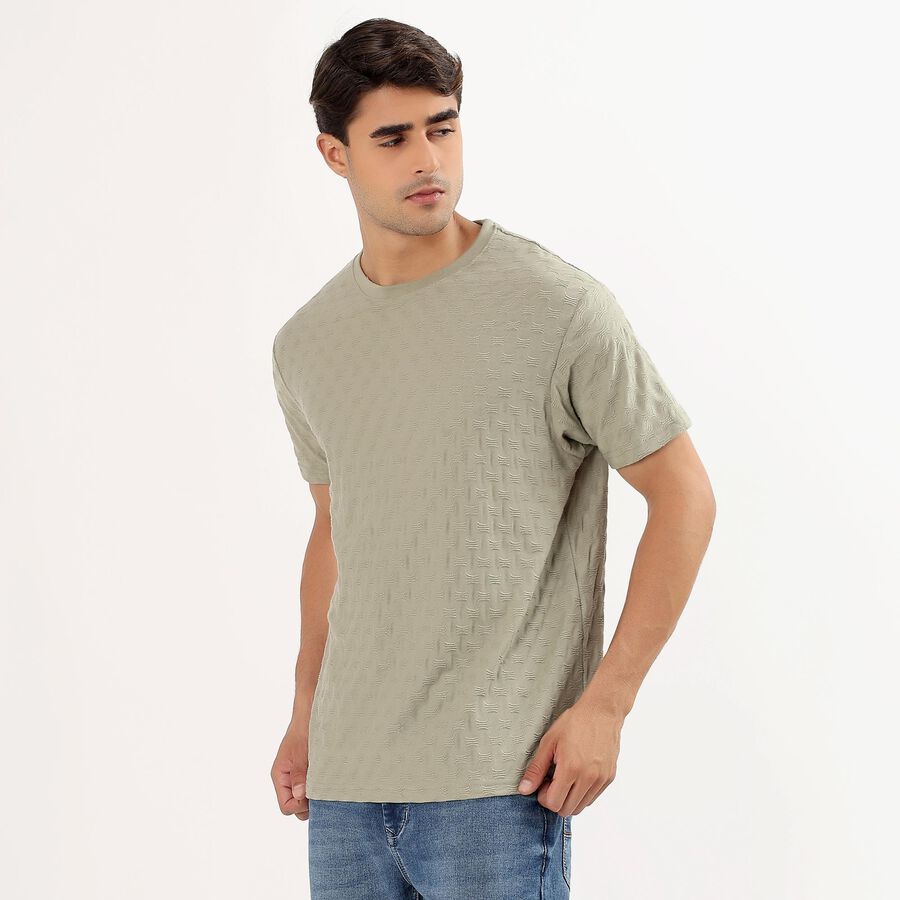 Men's Round Neck Half Sleeves T-Shirt, Light Green, large image number null