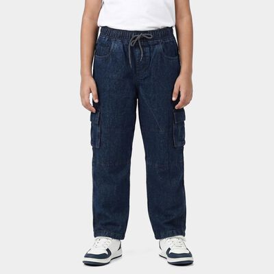 Boys' Navy Blue Straight Fit Cargo Jeans