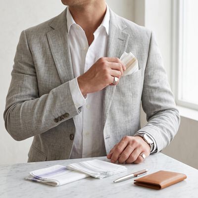 Men's White Striped Pack of 3 Handkerchief