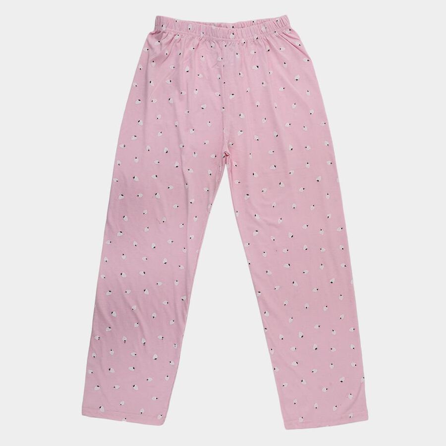 Girls' Cotton Blend Minimalist Pyjama, हल्का गुलाबी, large