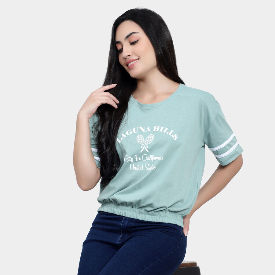Round Neck T-Shirt, Light Green, large image number null