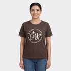 Women's Brown Round Neck Casual T-Shirt, Brown, small