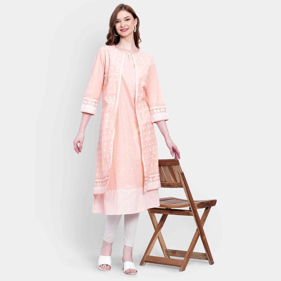 Printed Kurta, Peach, large image number null