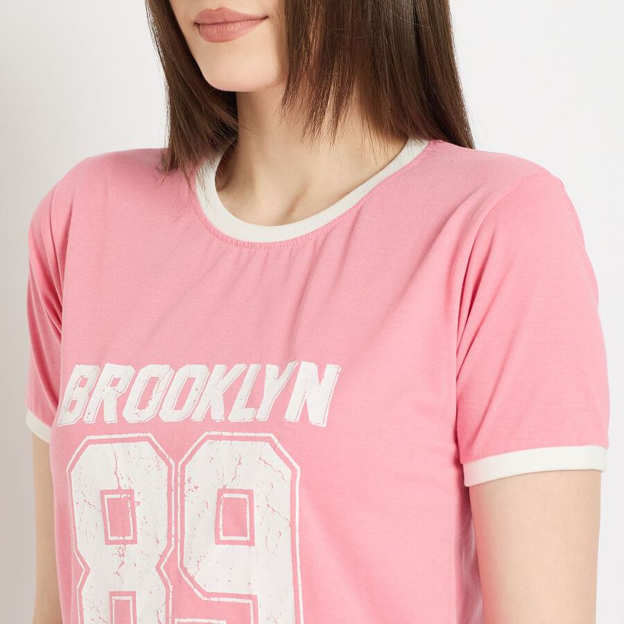 Ladies' Round Neck T-Shirt, हल्का गुलाबी, large image number null