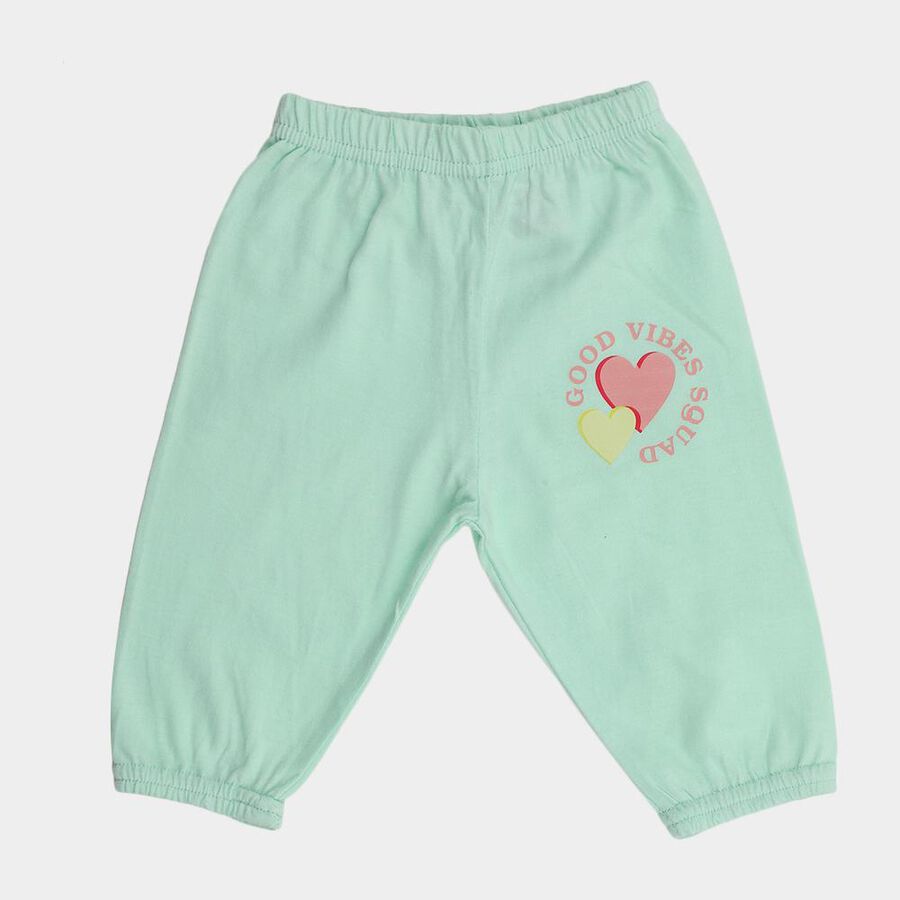 Infants Mint Green Printed Cotton Pyjama, हल्का हरा, large image number null
