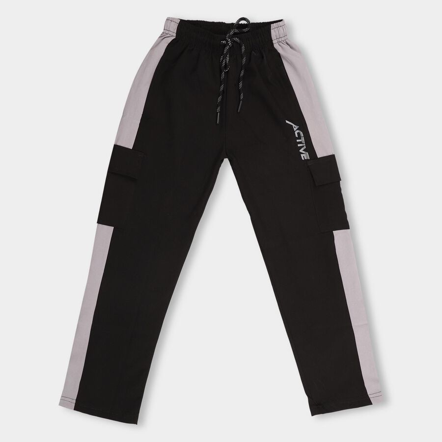 Boys' Black Cotton Blend Jogger Pyjama, Black, large image number null