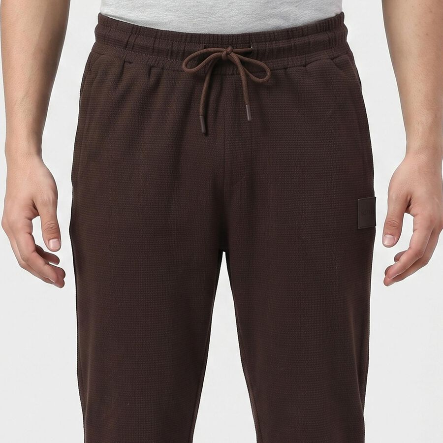 Men's Brown Slim Fit Track Pants, भूरा, large