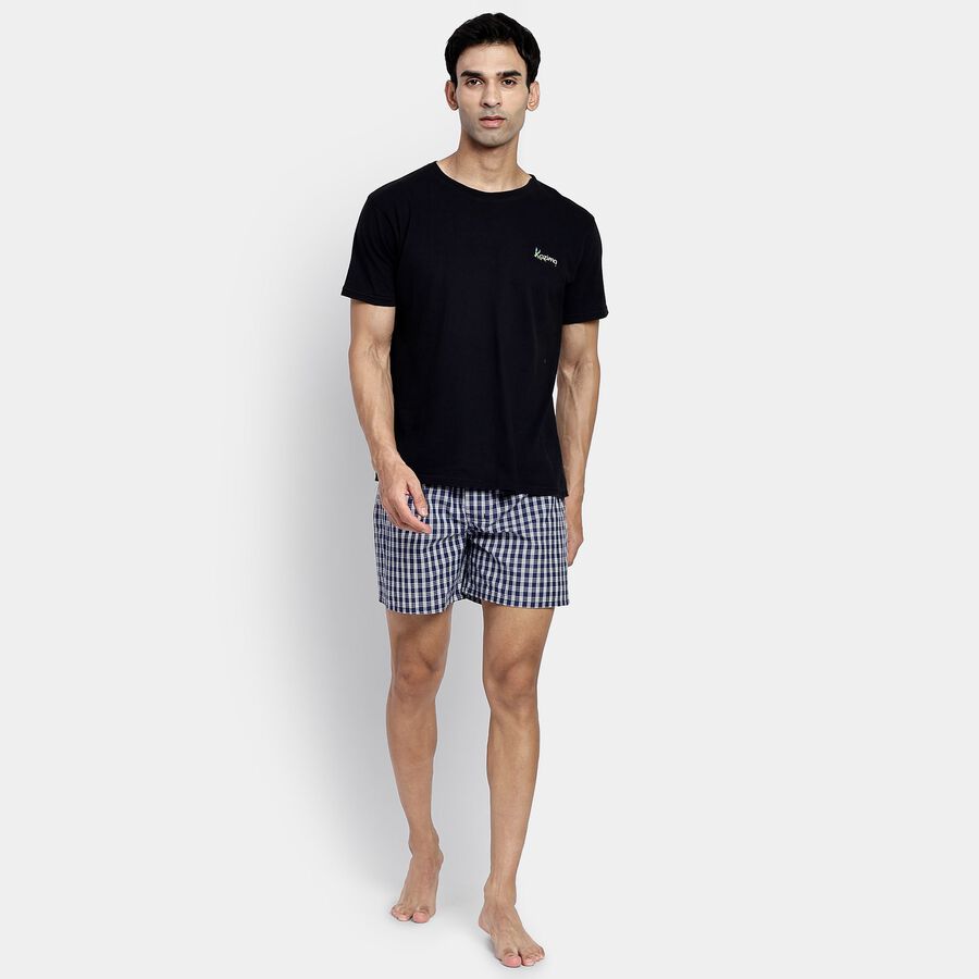 Men's 100% Cotton Boxers, नेवी ब्लू, large