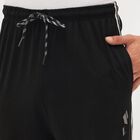 Men's Jet Black Tapered Fit Side-Striped Track Pants, Black, small image number null