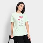 Ladies' 100% Cotton Round Neck T-Shirt, निऑन ग्रीन, small