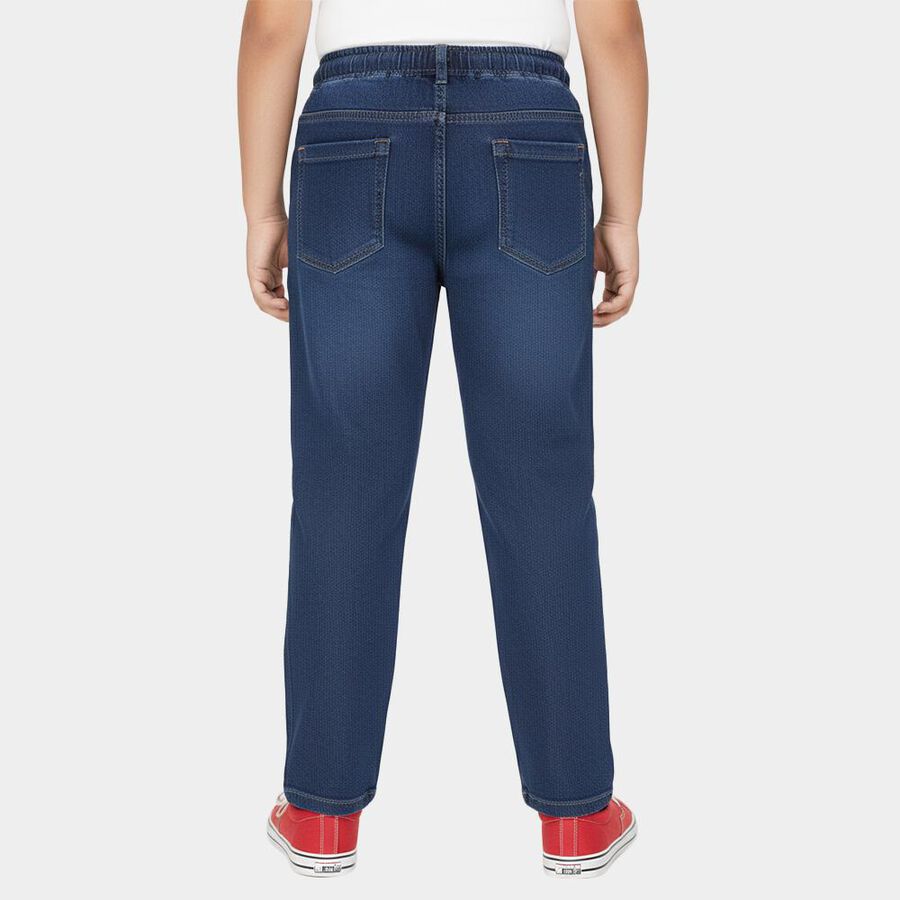 Boys' Dark Blue Regular Fit Elastic Waistband Jeans, Dark Blue, large
