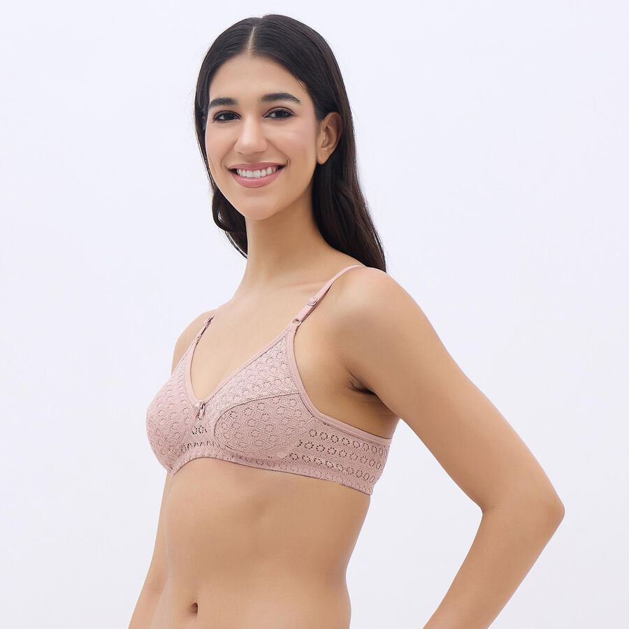 Women's Soft Pink Lace Wire-Free Everyday Bra, भूरा, large image number null