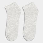 Men's Jet Black and Charcoal Gray Cotton Blend Ankle Socks, Melange Light Grey, small image number null