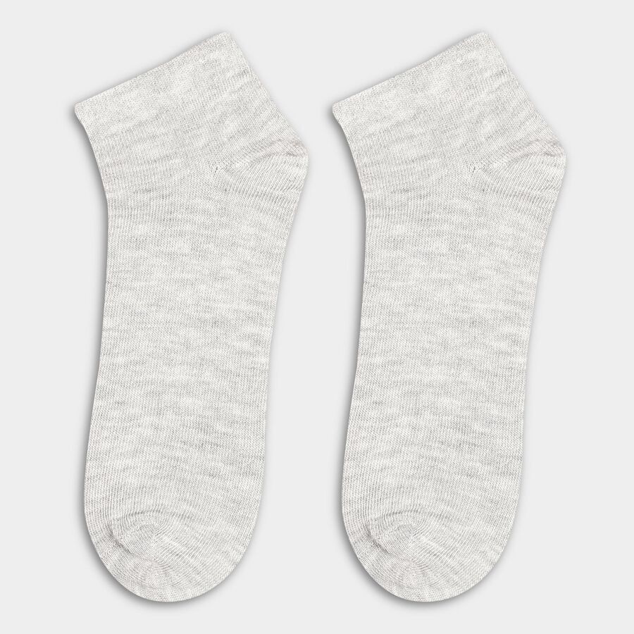 Men's Jet Black and Charcoal Gray Cotton Blend Ankle Socks, Melange Light Grey, large image number null