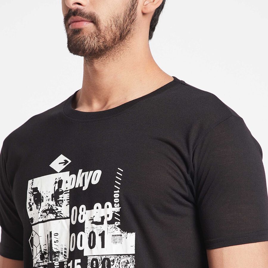 Round Neck T-Shirt, Black, large image number null