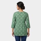 Women's Green Round Neck Printed Kurti, हल्का हरा, small