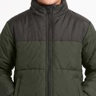 Boys Olive Green Stand Collar Puffer Jacket, Olive, small