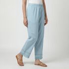 Women's Light Blue Cotton Wide-Leg Palazzos, Light Blue, small