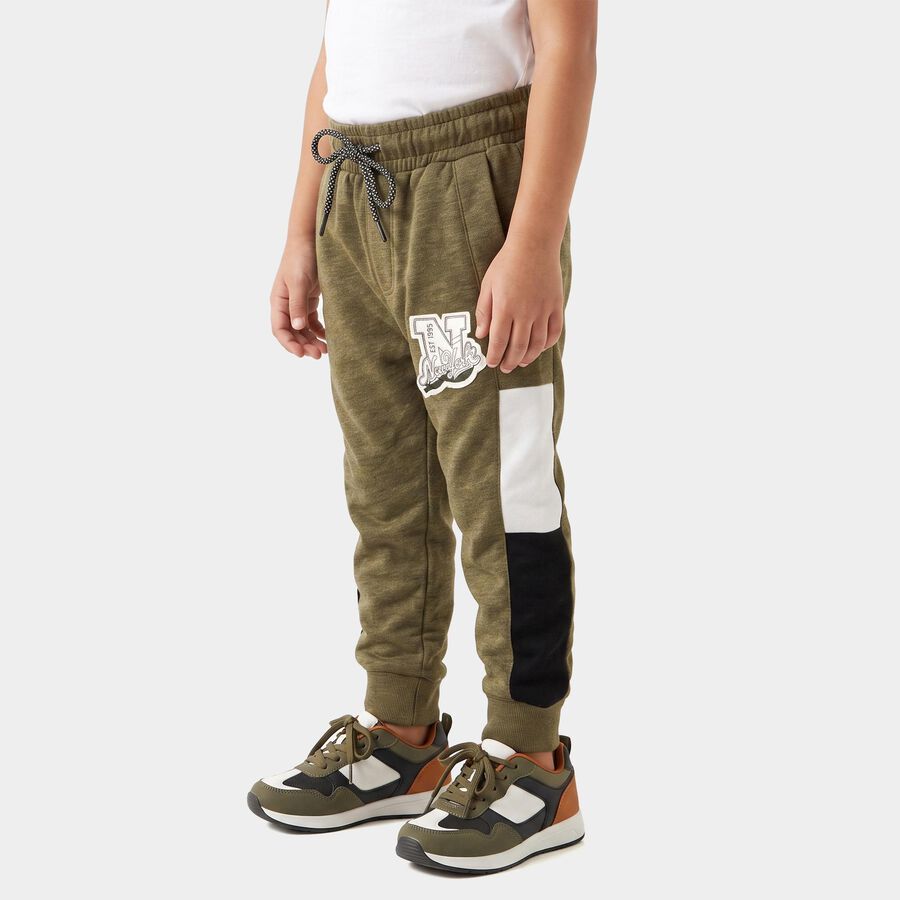 Boys Olive Green Jogger Colorblocked Pyjama, Olive, large