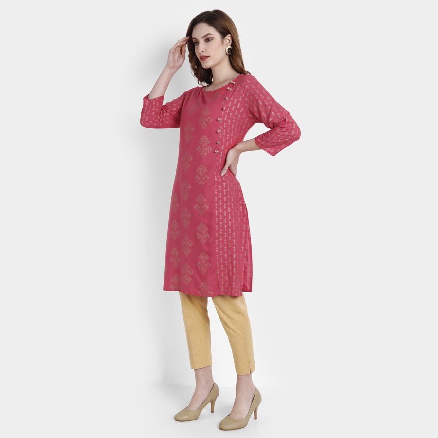 Printed Straight Kurta, Coral, large image number null